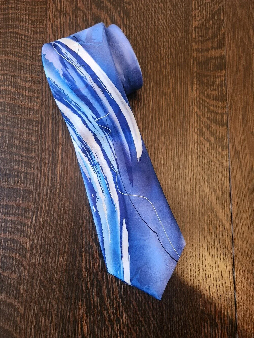 Vintage 🎩 Jerry Garcia 1990's Men's Necktie Blue Turquoise Swirl Silk EUC ,$24